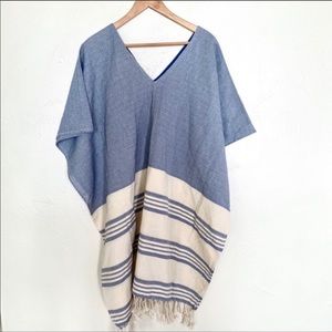 Tribe Alive Caftan Swim Coverup Poncho Sarong Blue